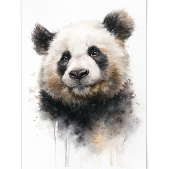 Watercolor Panda Bear Wall Art Print Poster Ilustration - Umframed - Picture 2 of 5